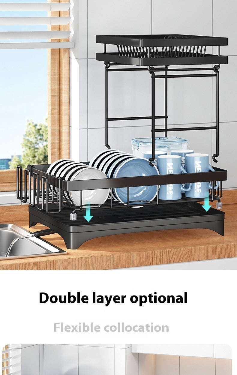 Kitchen Dish Rack Draining Rack Tableware Flat Ware Storage Rack